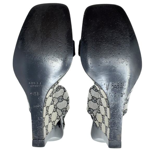 Gucci GG Logo Monogram Supreme Guccissima Black Canvas Leather Heels Sandals 9.5 - Picture 11 of 11